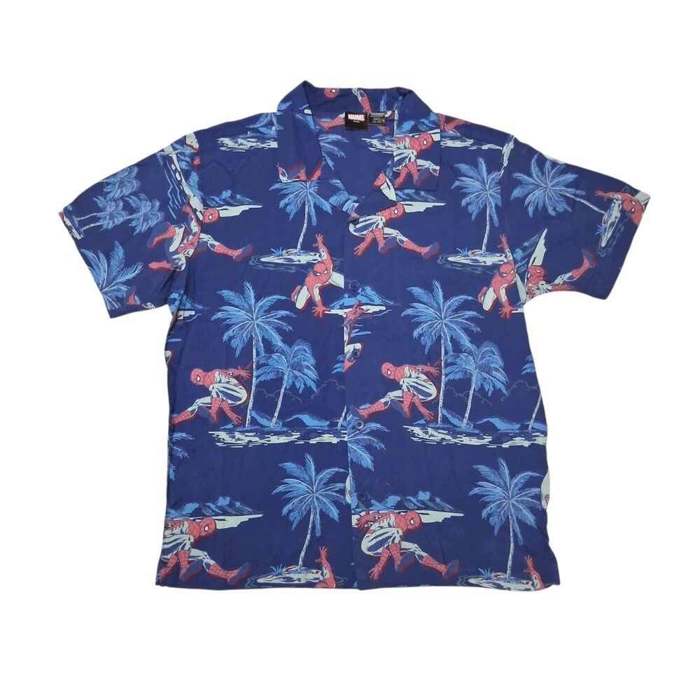 Marvel Spider-Man Men's Small Hawaiian Shirt NEW WITH TAGS All Over Button Up